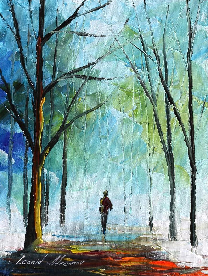 Fog in the park by Leonid Afremov