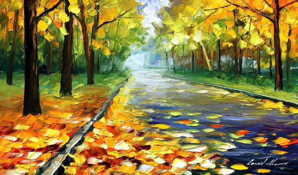 Fall alley by Leonid Afremov