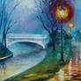 Misty bridge by Leonid Afremov