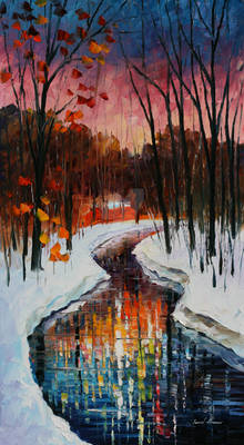 Winter stream by Leonid Afremov