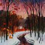 Winter stream by Leonid Afremov