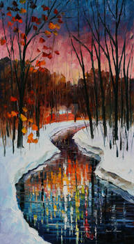Winter stream by Leonid Afremov