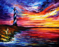 Lighthouse And Wind by Leonid Afremov