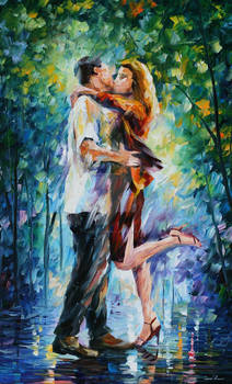 Rainy kiss by Leonid Afremov