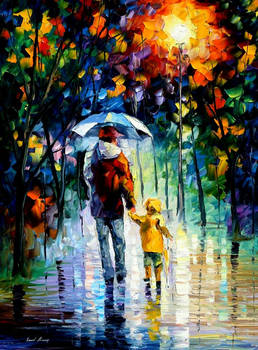 Rainy Walk With Daddy by Leonid Afremov