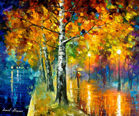 Glowing Birch by Leonid Afremov