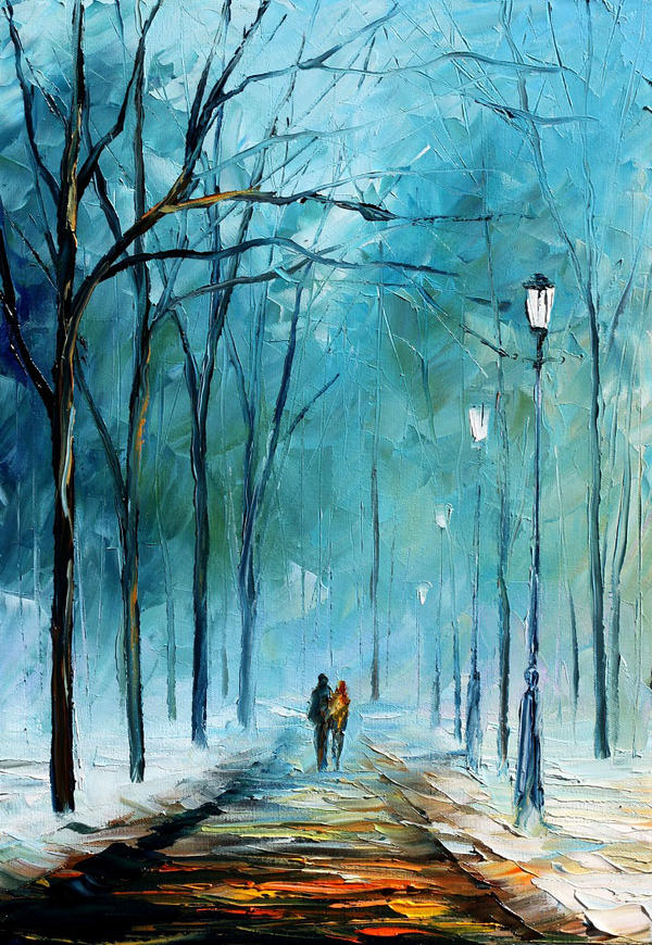 Cold winter by Leonid Afremov by Leonidafremov