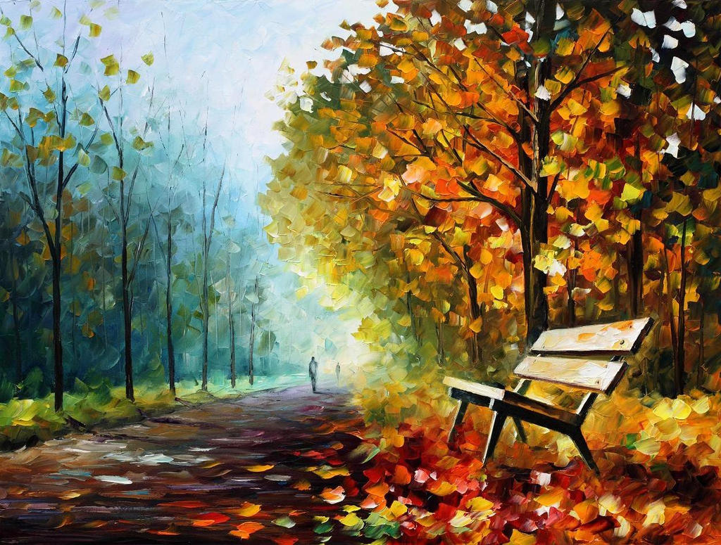 Lonely Bench 2 by Leonid Afremov by Leonidafremov