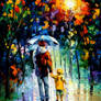 Rainy Walk With Daddy by Leonid Afremov