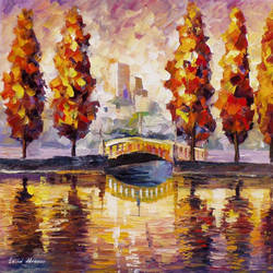 Trees By The River by Leonid Afremov