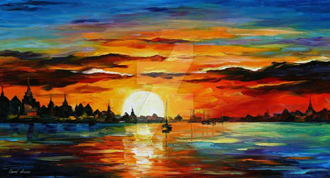 Sunrise In The Harbor by Leonid Afremov