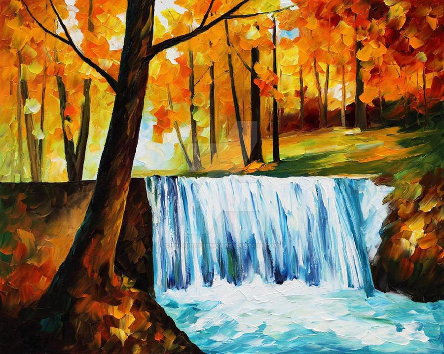 Autumn Waterfall by Leonid Afremov