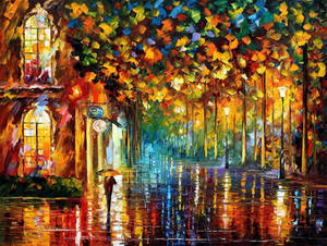 Late Stroll - Miami by Leonid Afremov