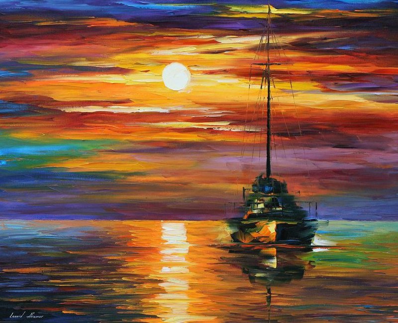 Calm Sunset by Leonid Afremov by Leonidafremov Calm Sunset by Leonid Afremov by Leonidafremov