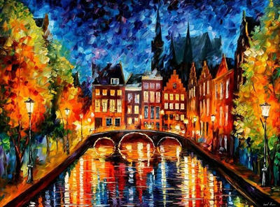 Amsterdam - Canal by Leonid Afremov