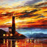 By The Lighthouse by Leonid Afremov