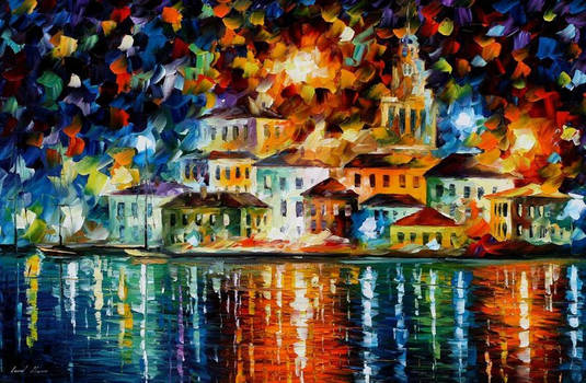 Night Harbor by Leonid Afremov