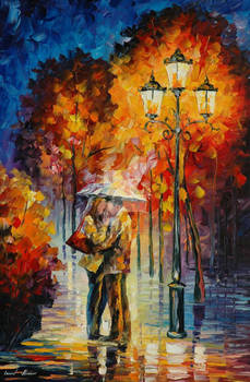 Kiss Under The Rain by Leonid Afremov