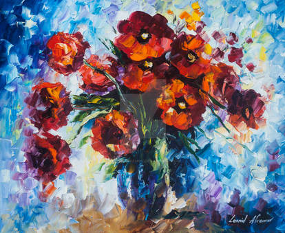 Red Flowers For Love by Leonid Afremov