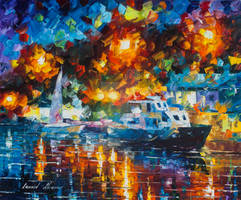 Night Colors Of The Harbor by Leonid Afremov