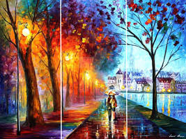 City By The Lake - Set Of 3 by Leonid Afremov
