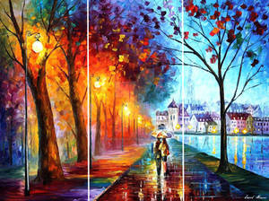 City By The Lake - Set Of 3 by Leonid Afremov