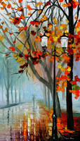 Autumn Fog In The Park by Afremov Studio