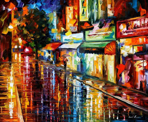 Rain At Night by Afremov Studio