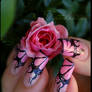 nail art pink flames