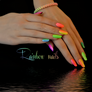 Rainbow manicure neon nails summer