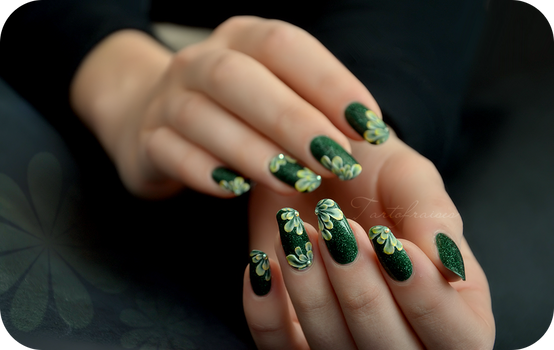 3d green acrylic nails