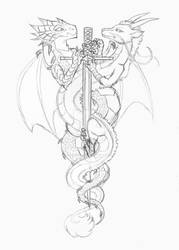 Twin dragons tattoo concept
