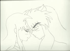 Kagome and Inuyasha Line Art