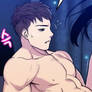 Half asleep muscled cute lover Ho Jin-kun!!! :D