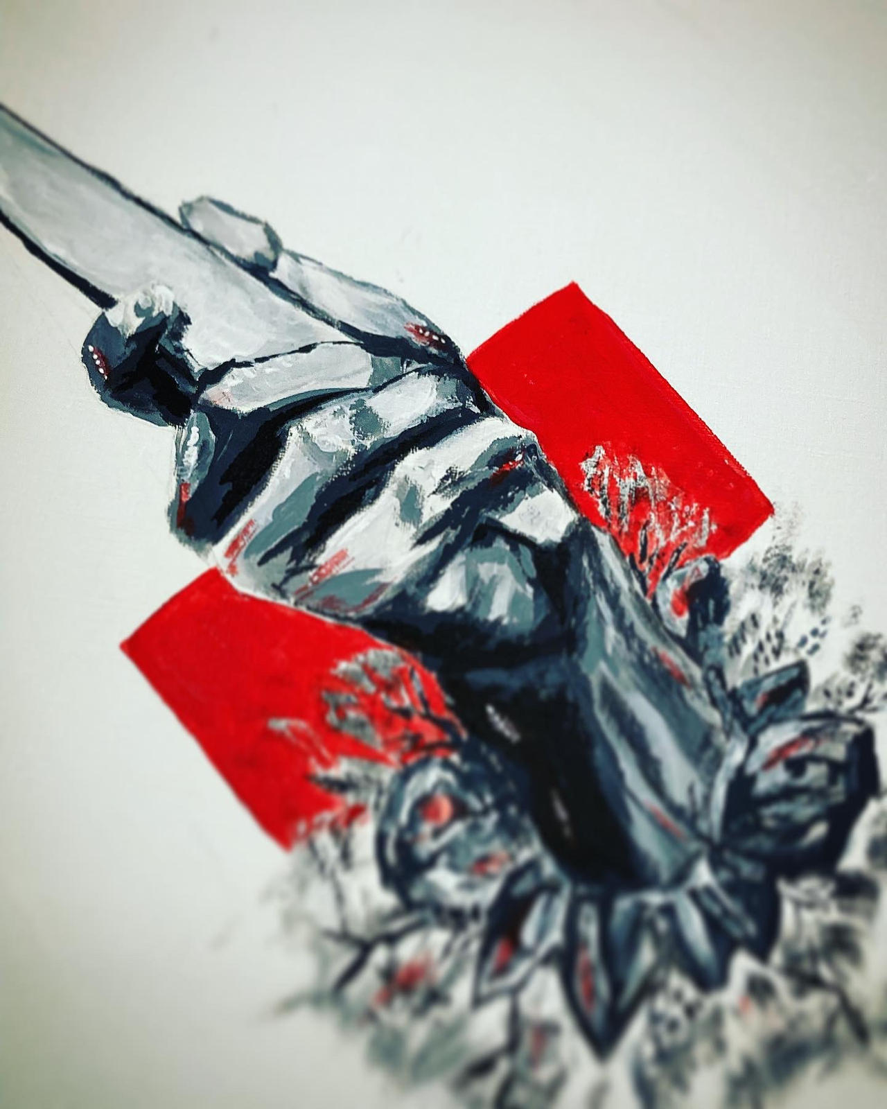 i made a painting! ~ Hand holding knife by MarshmallowCoockie on