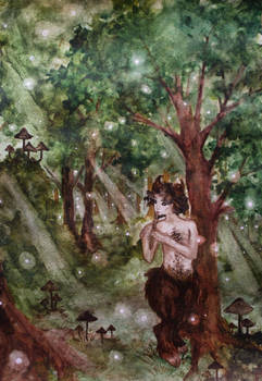 Faun playing flute