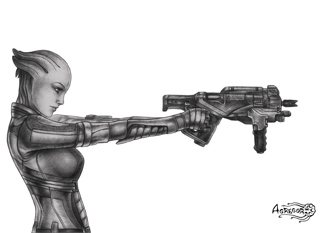 Mass Effect 3 Liara_Thorny Rose bw