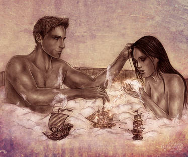 Dragon Age_Alistair and Liana_bubble bath