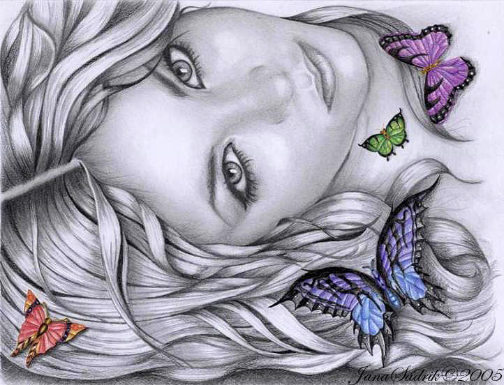 Очень красивые рисунки. Картины карандашом. Красивые рисунки. Шикарные рисунки. Девушка с бабочками карандашом.