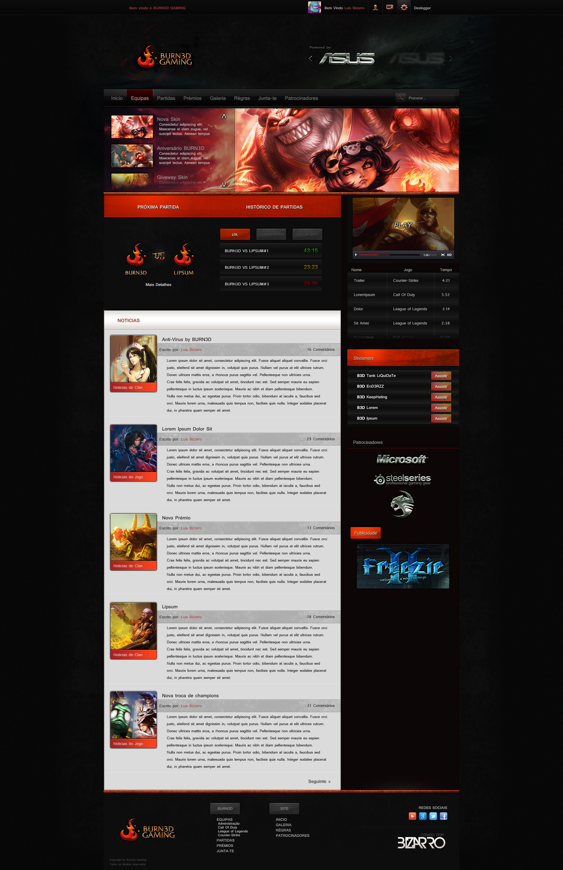 Burn3d Gaming Web UI