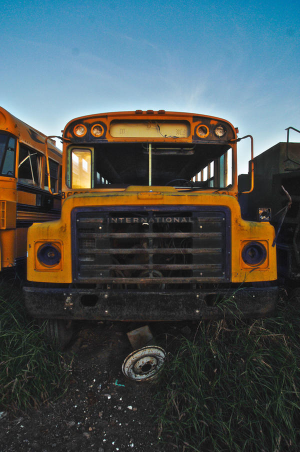 School bus in the dumps