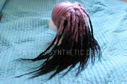 Synthetic dread wig - purple and black 2