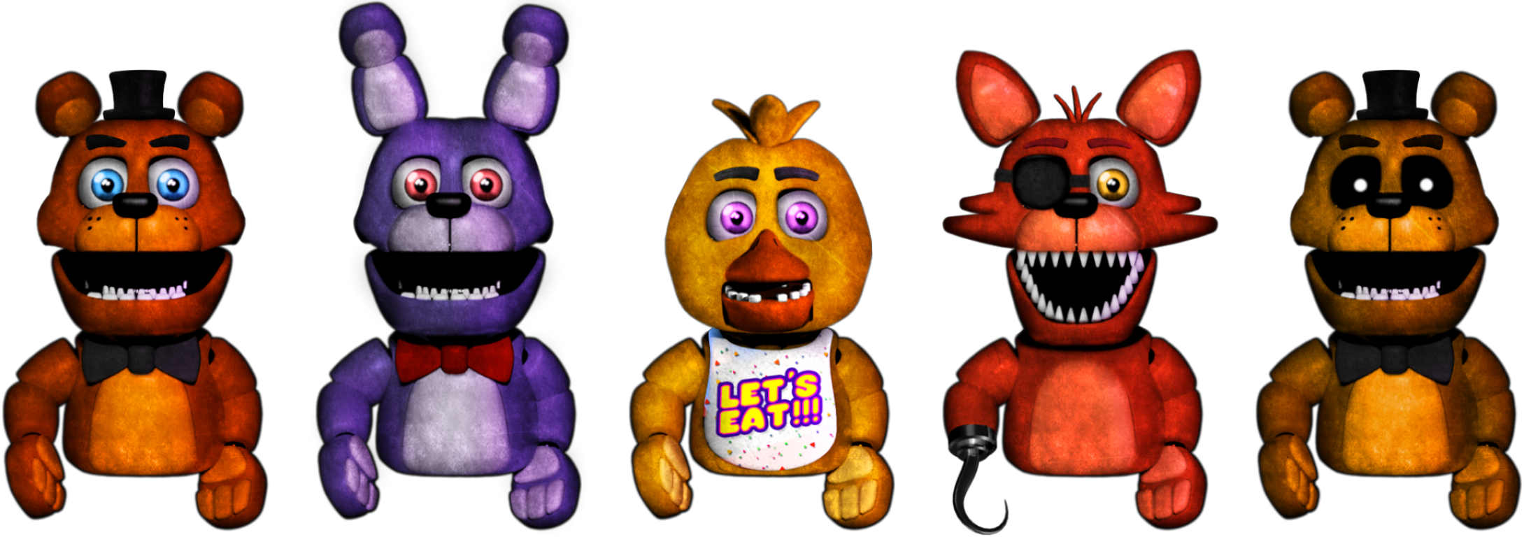 Render FNaF1 Animatronics (PNG) by LivingCorpse7 on DeviantArt