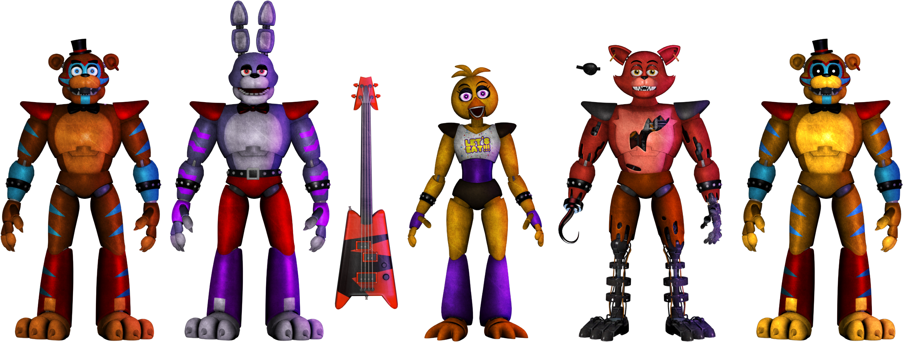 FNAF SB The Glamrock Animatronics Renders V1 by mauricio2006 on DeviantArt