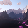 Low Poly Cel Mountain Clouds