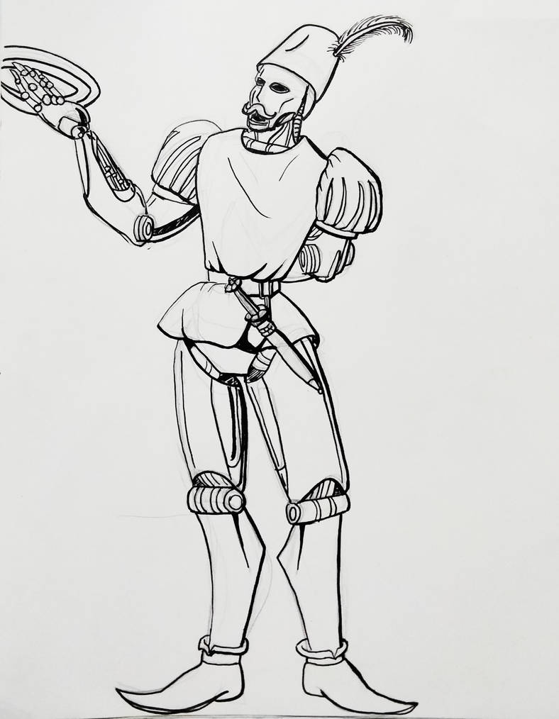 DnD Butler construct, line art by Dagomarosart on DeviantArt