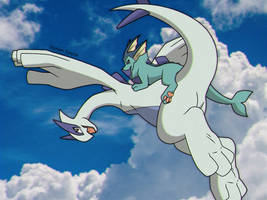 Let's fly! Lugia and Vaporeon