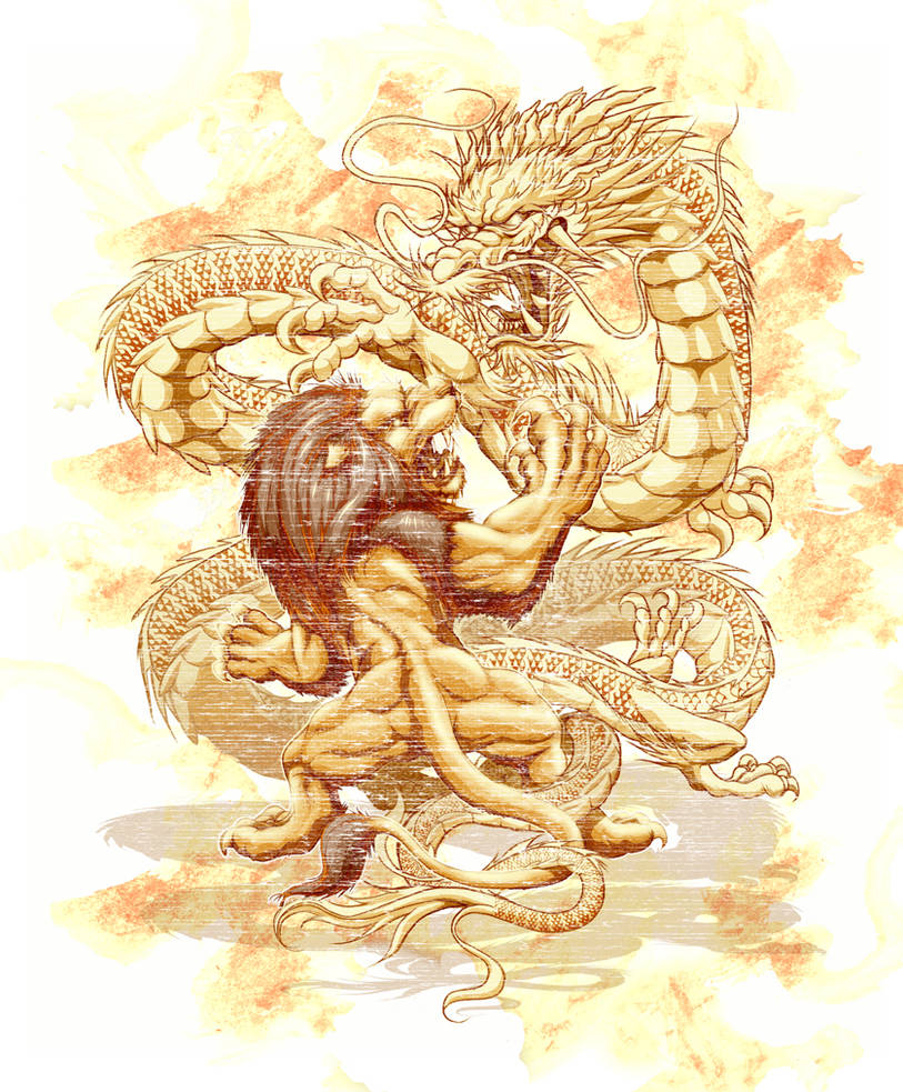 Lion and Dragon Tattoo Design by prajinsp on DeviantArt