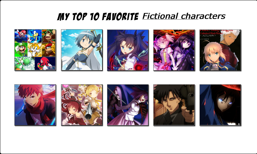 My Top 10 favorite fictional characters by MarioSonicMadokagame on ...