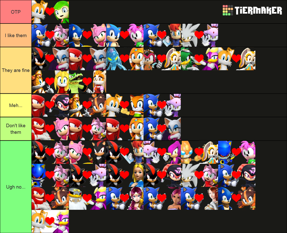 Sonic couples tier list by MarioSonicMadokagame on DeviantArt